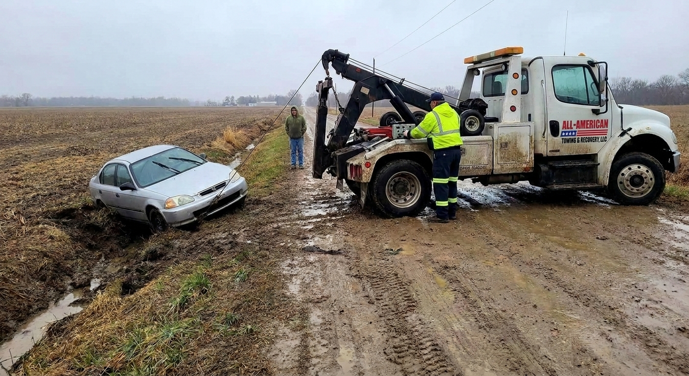 Winch out service for vehicles stuck in Neosho due to mud, snow, or ditches